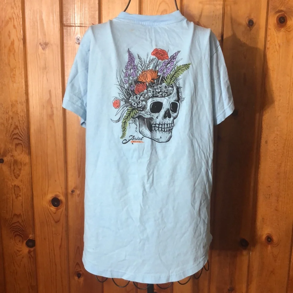 Ariat Women's Rebar CottonStrong Roughneck Graphic T-Shirt size medium blue​ - Picture 10 of 16